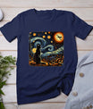 Halloween Van Gogh Starry Night Black Cat Pumpkins Bats T-Shirt