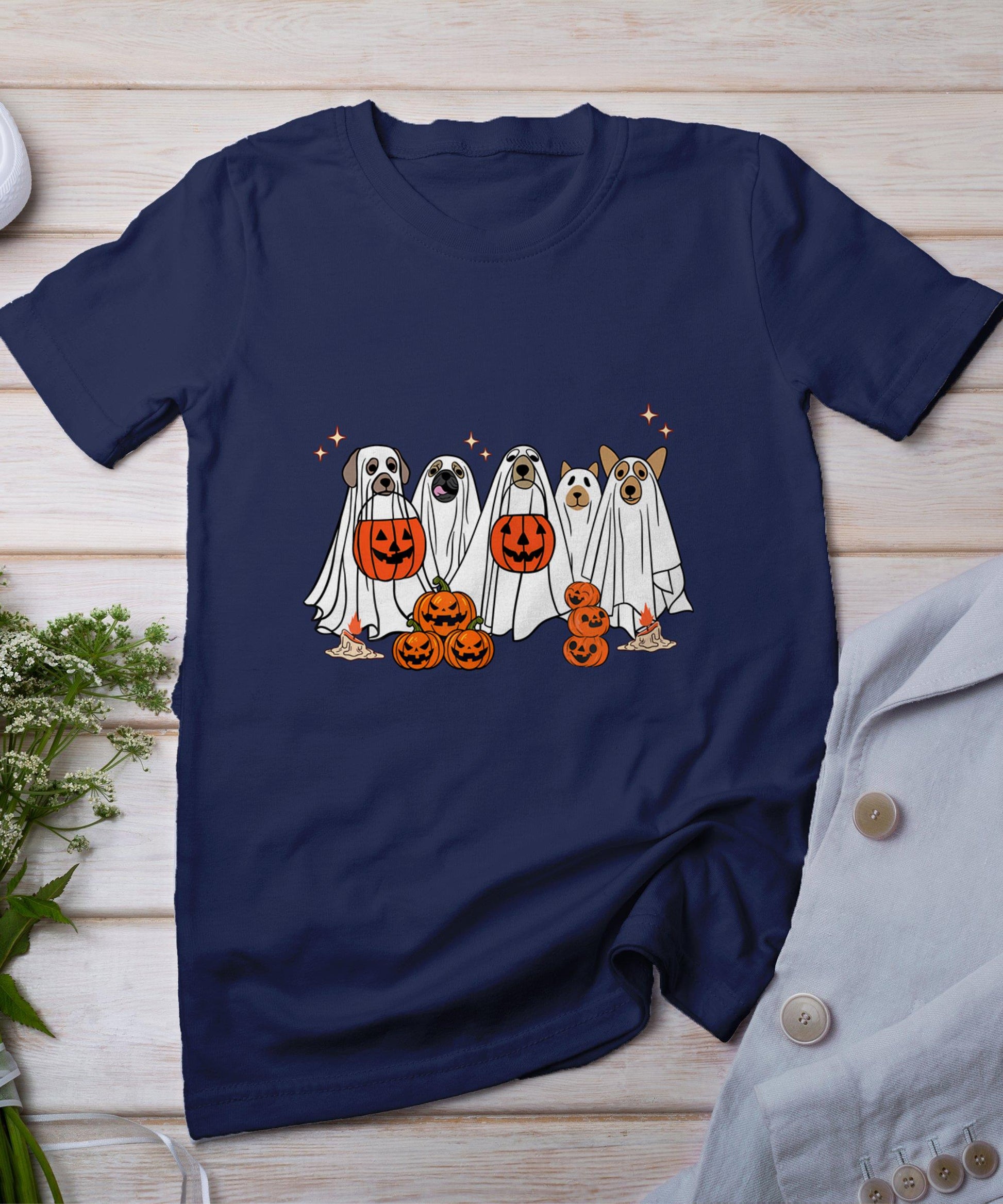 Dog Ghost Cute Dog Dressed As Ghost Funny Halloween Dog T-Shirt