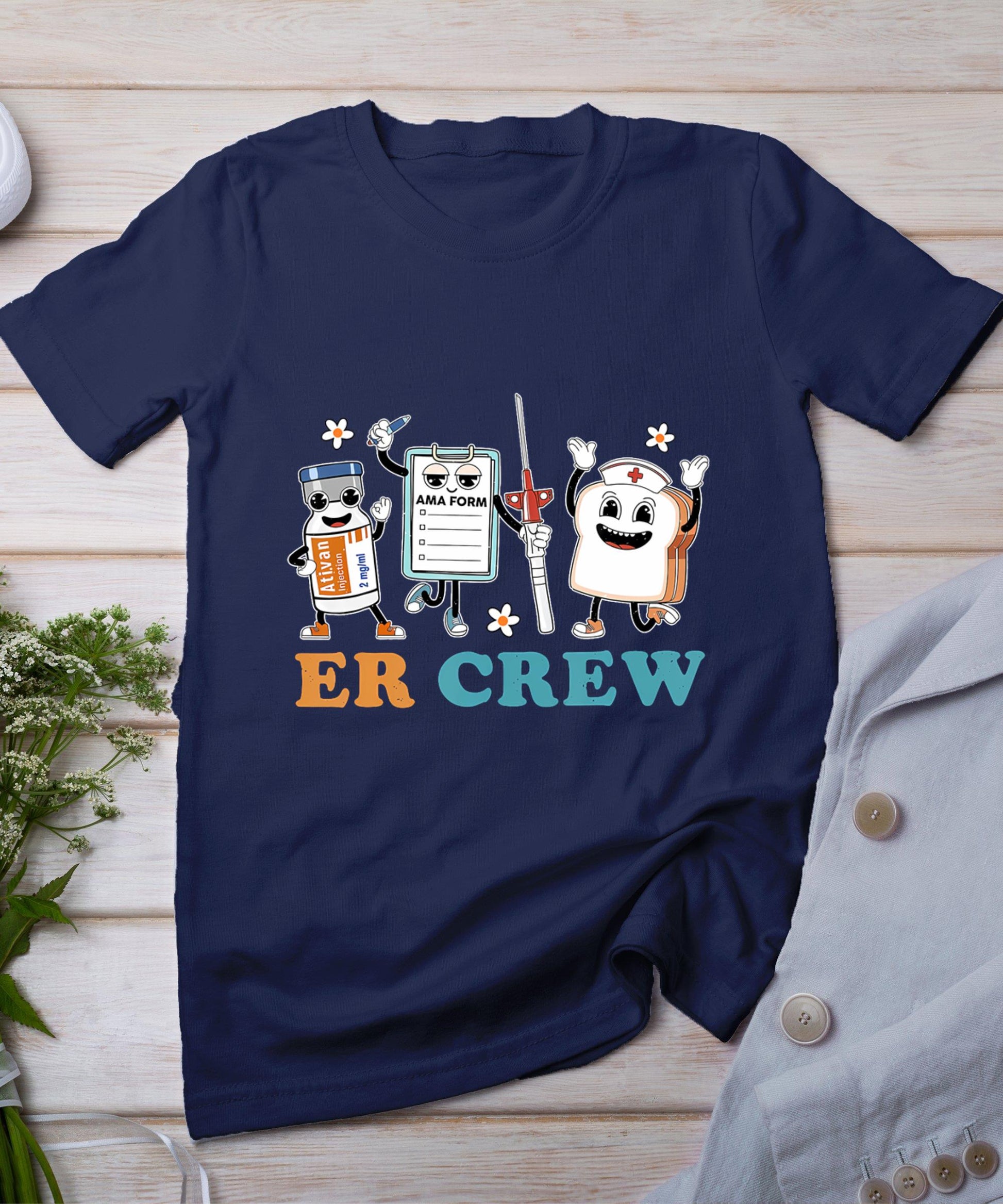 Retro Er Crew Emergency Room Funny Er Ed Nurse Tech T-Shirt