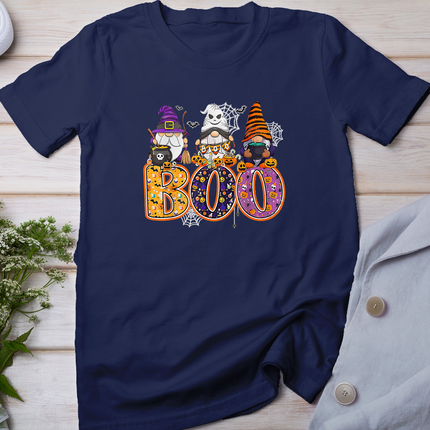 Funny Boo Witch Sipders Pumpkins Happy Halloween Gnome T-Shirt