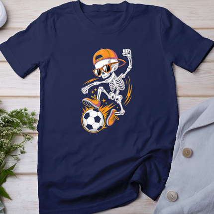 Halloween Skeleton Funny Soccer Shirt for Teens Boys Men T-Shirt