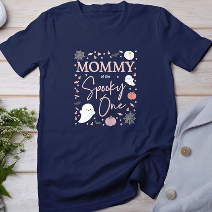 Womens Mommy of the Spooky One Girl First Birthday Pink Halloween T-Shirt