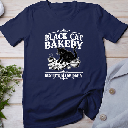 Black Cat Bakery Biscuits Made Daily Cat Lover Graphic T-Shirt