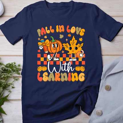 Fall In Love With Learning Funny Teacher Autumn Pumpkin T-Shirt