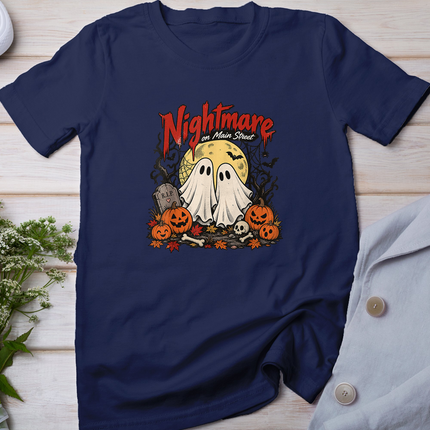 Nightmare On Main Street Vintage Ghosts Creepy Halloween Nig T-Shirt