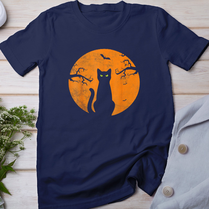 Vintage Scary Halloween Cat Costume Retro Cat Moon T-Shirt