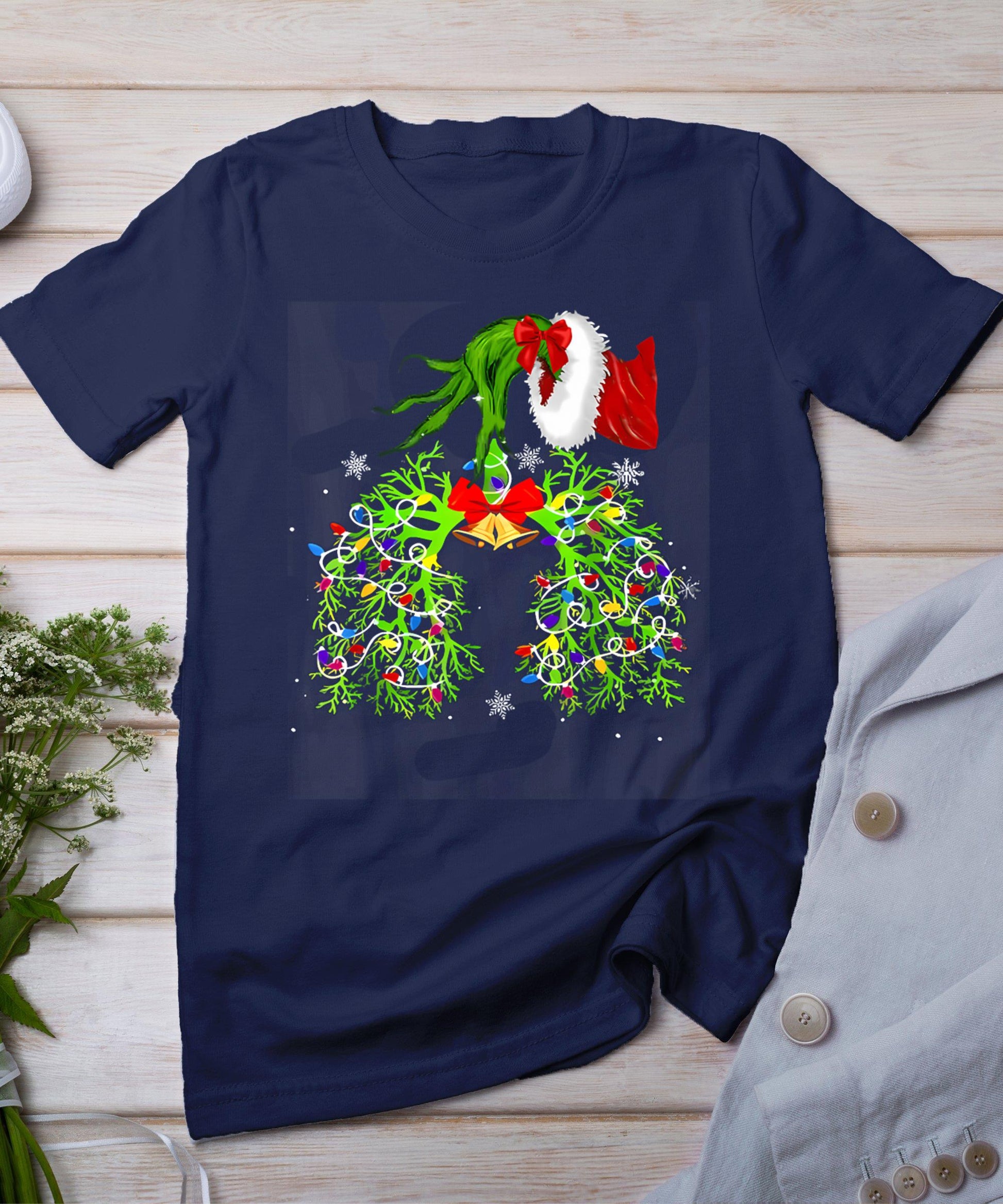 Funny Christmas Nurse Respiratory Therapist Lung Nursing T-Shirt