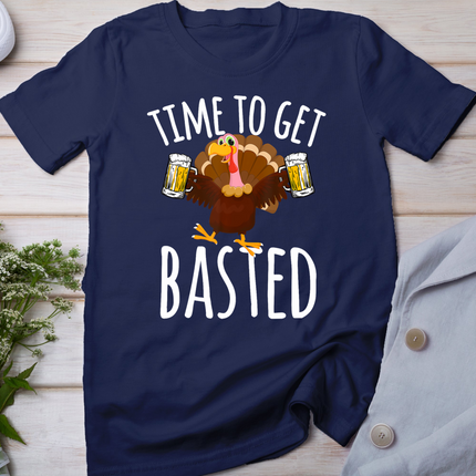 Time To Get Basted Funny Beer Thanksgiving Turkey Gift T-Shirt