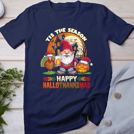 Happy Hallothanksmas Halloween Thanksgiving Merry Christmas Long Sleeve T-Shirt