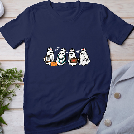 Ghost Nurses Halloween Crew Funny Costume Scrub Top Women T-Shirt