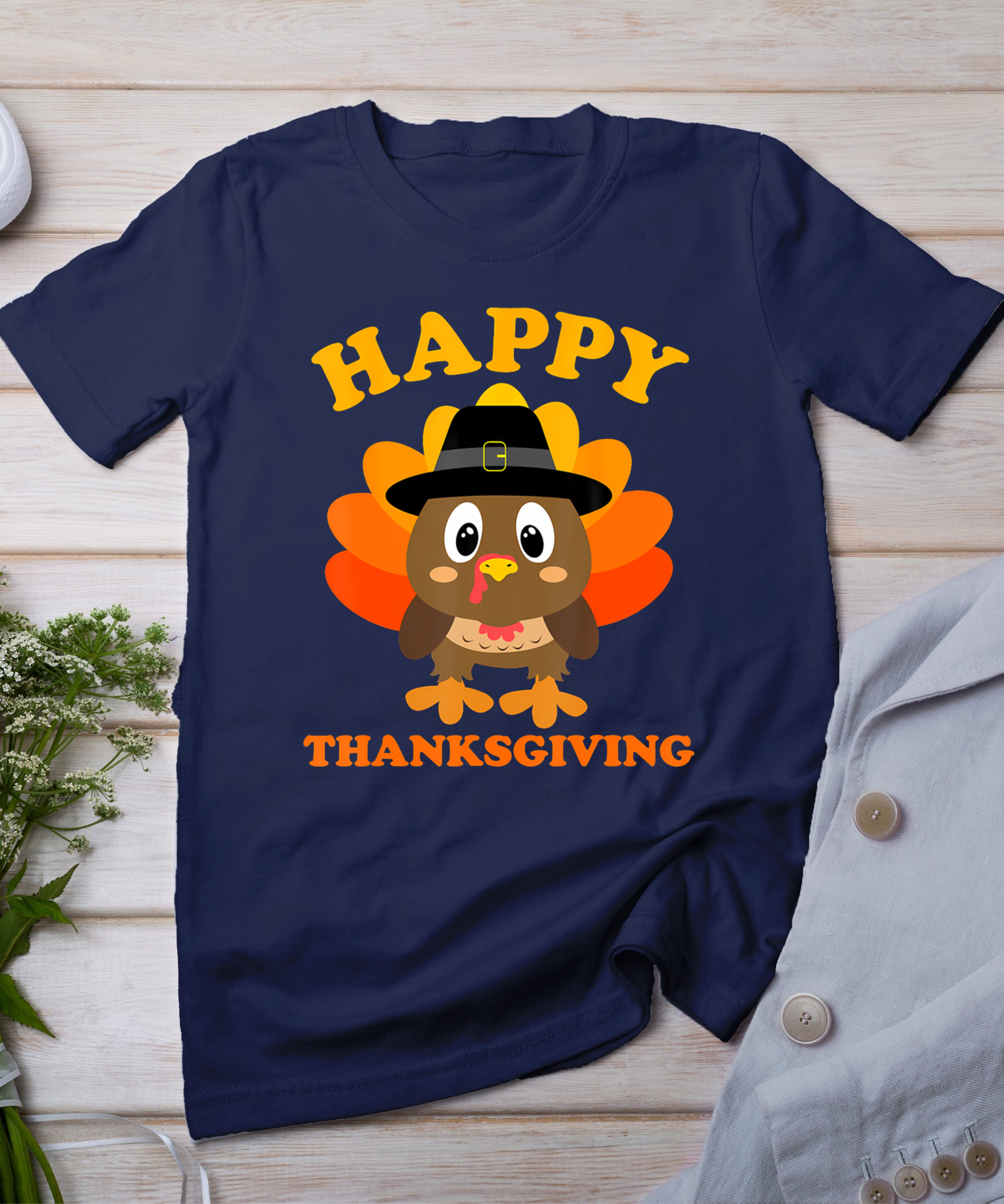 Happy Thanksgiving Shirts For Boys Girls Kids Pilgrim Turkey T-Shirt