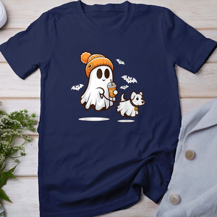Funny Ghost Walking Dog Ghost Dog Halloween Women Men Kids T-Shirt