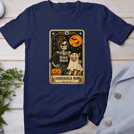 Chihuahua Mom Halloween Skeleton Dog Mom Tarot Card Women T-Shirt