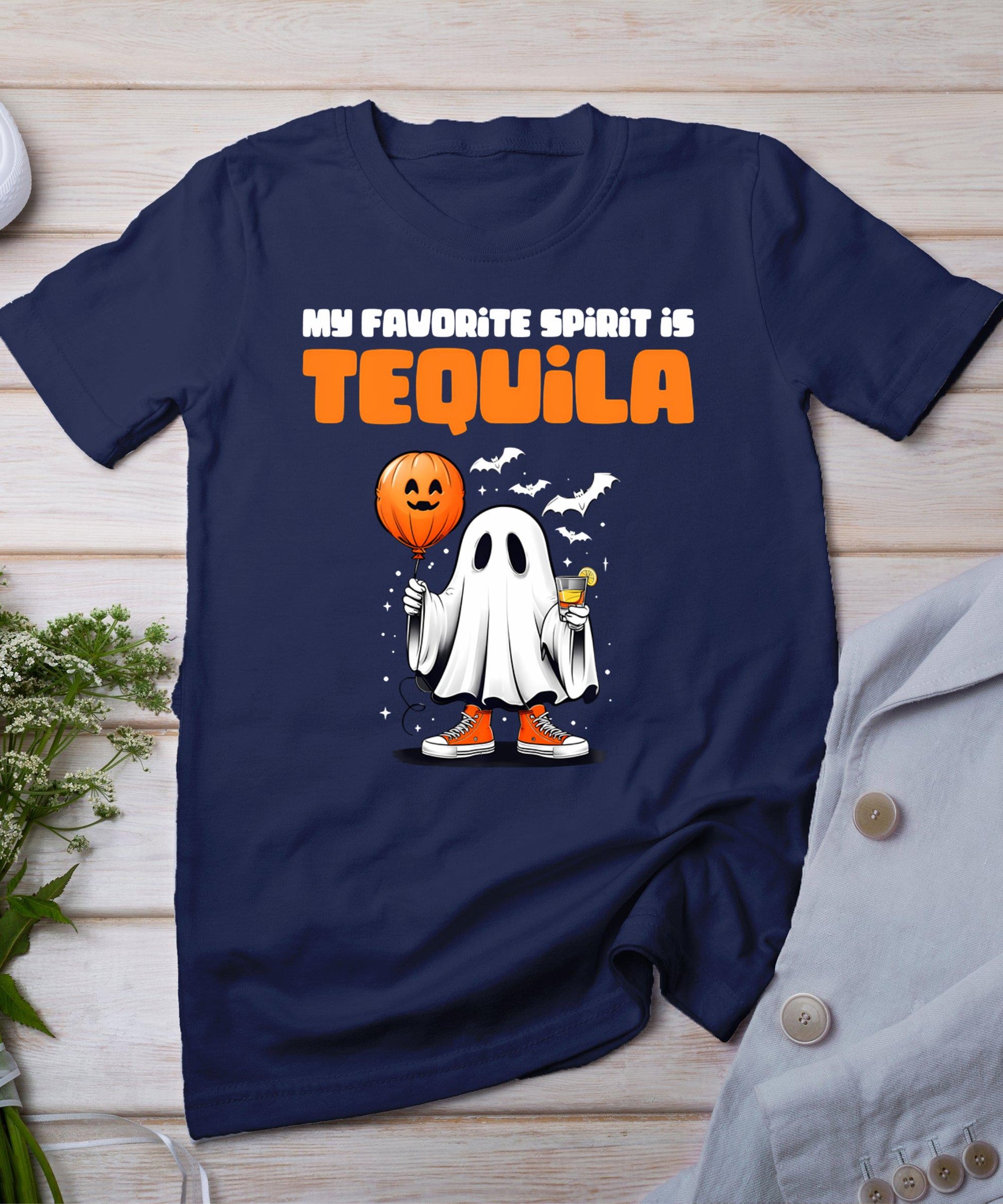 Funny My Favorite Spirit Is Tequila Spooky Halloween Ghost T-Shirt