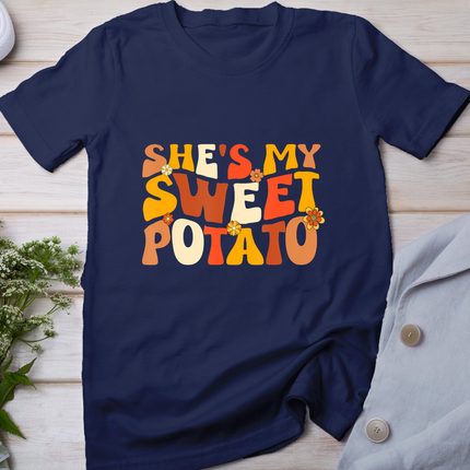 Thanksgiving Shirts Couples Sweet Potato I Yam Groovy Flower T-Shirt