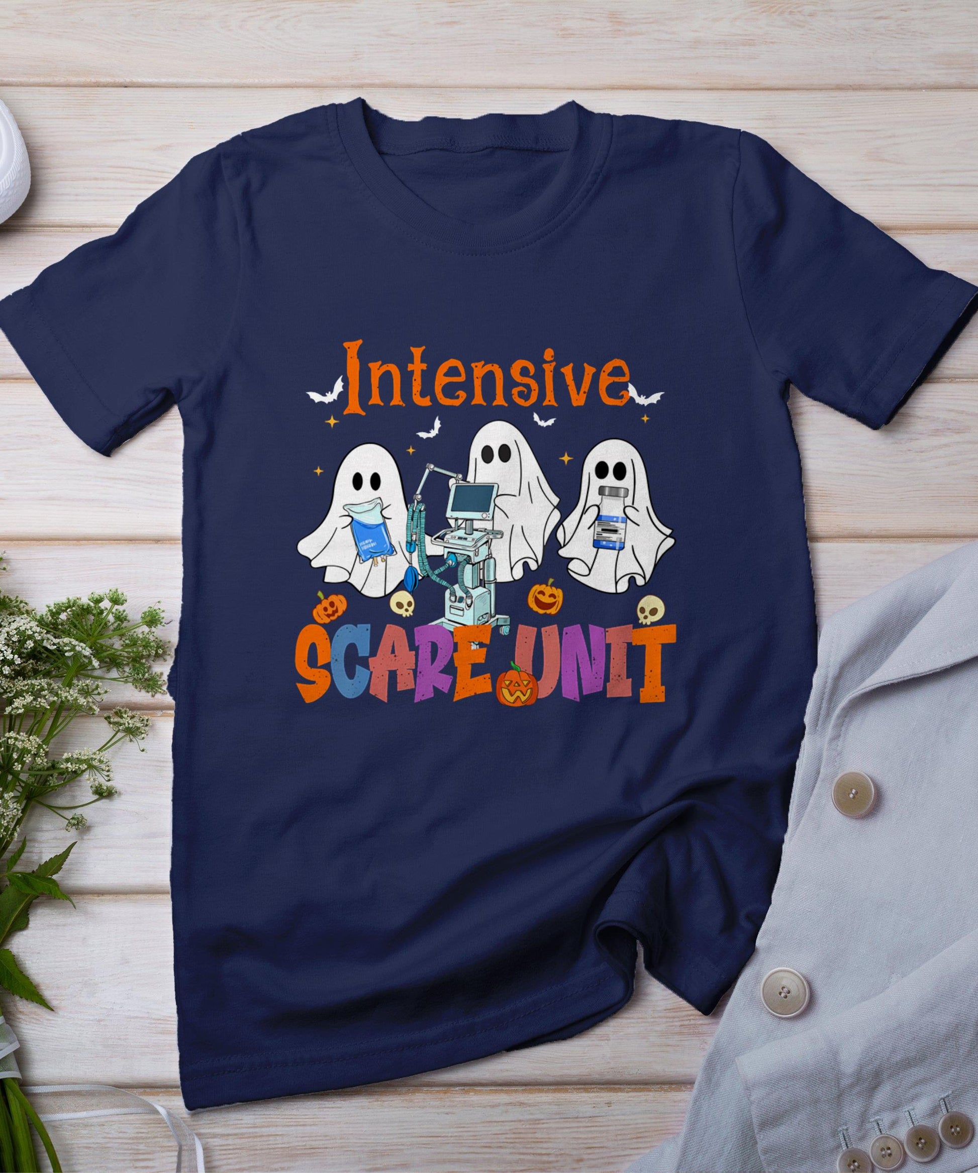 Halloween Intensive Care Scare Unit Ghost Nurse Icu Nursing T-Shirt