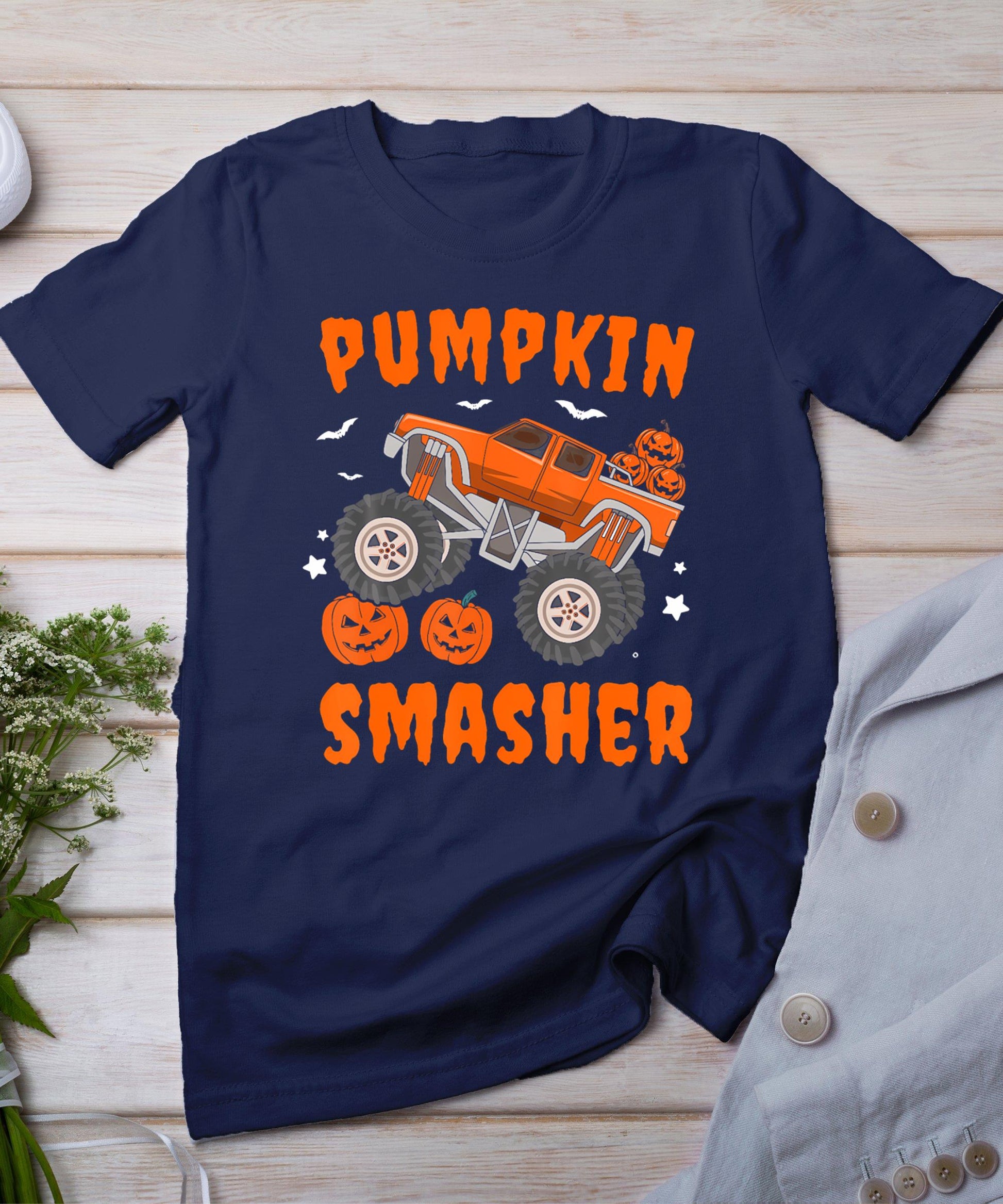 Pumpkin Smasher Toddler Halloween For Monster Truck Lover T-Shirt