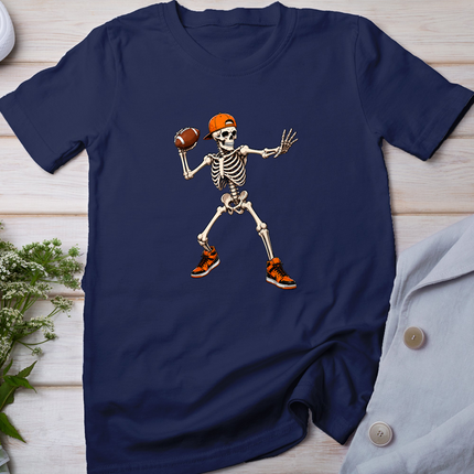 Funny Skeleton Playing Football Halloween Men Boys Kids T-Shirt