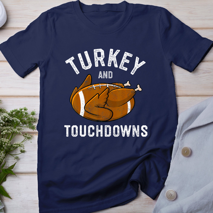Thanksgiving Turkey And Touchdowns Football Men Boys T-Shirt