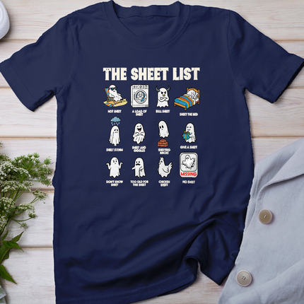 Halloween Ghosts The Sheet List Funny Costume Men Women T-Shirt
