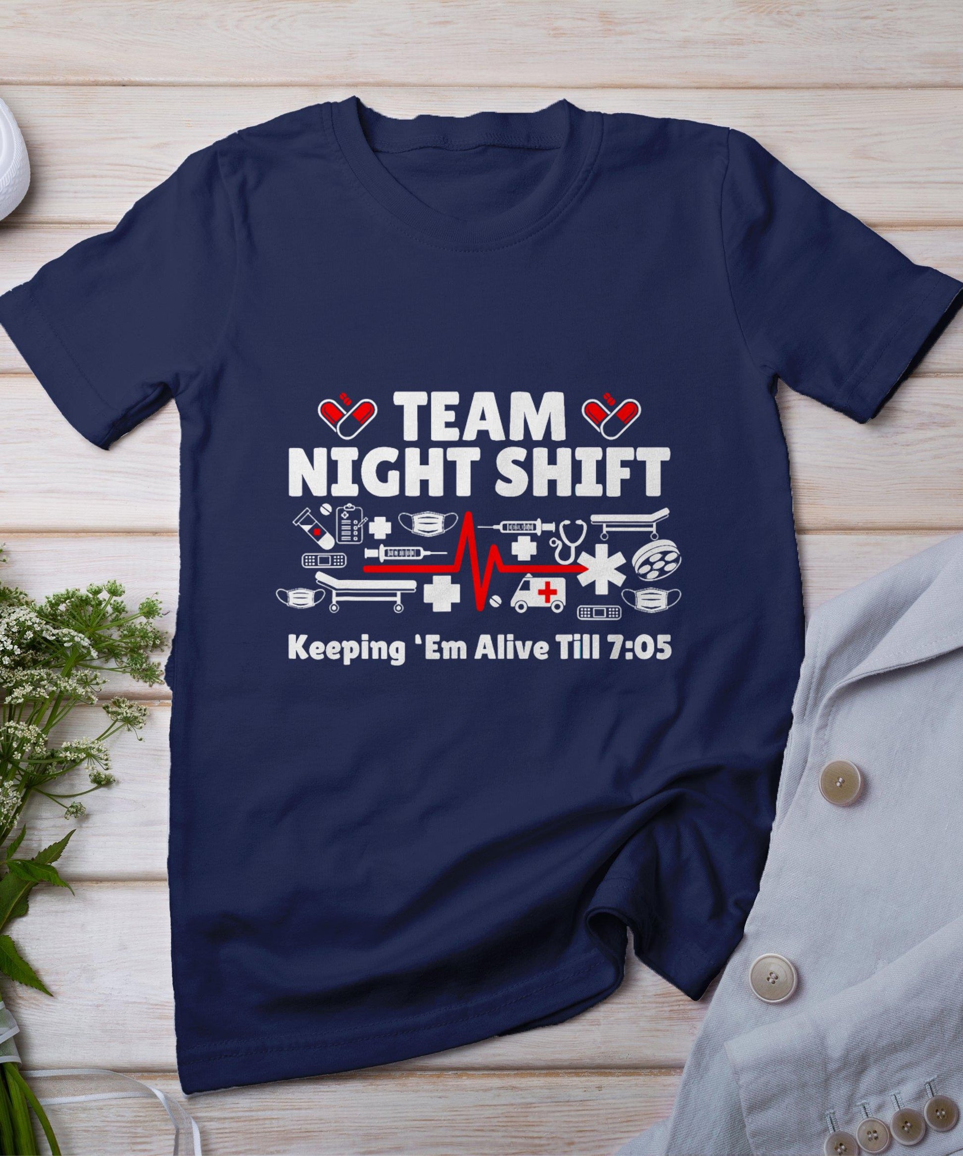 Night Shift Nurse Life Rn Lpn Cna Healthcare Heartbeat Love T-Shirt