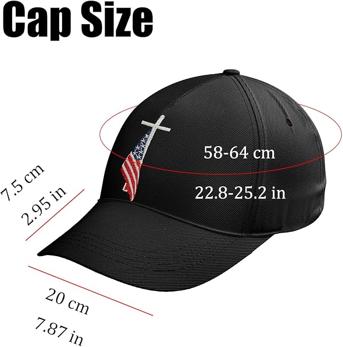 Patriotic Adjustable Snapback Baseball Cap for Men Women, Cross American Flag Trucker Hats Classic Caps Dad Hat Gifts