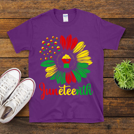 Juneteenth Accentors Sunflower African American Black Pride T-Shirt