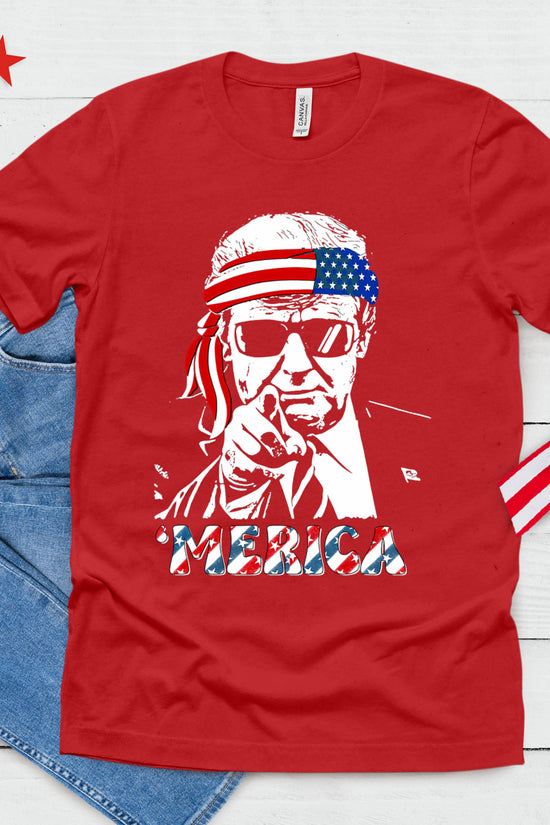 'Merica Trump Happy 4th Of July Trump American Flag T-Shirt
