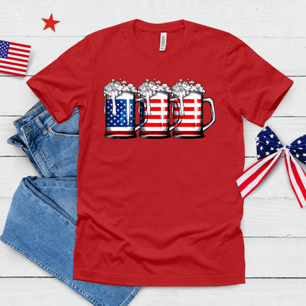 Beer American Flag 4th Of July Men Women Merica Drinking Usa T-Shirt