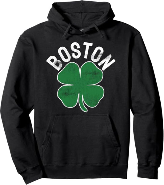 Shamrock Massachusetts Boston ST PATRICKS DAY Irish Green Pullover Hoodie