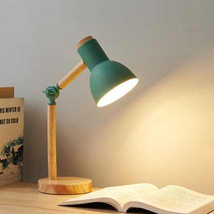 Simple Wooden Art Table Lamp, LED Eye Protection Reading Light, Adjustable Bedside Desk Lamp for Bedroom Study