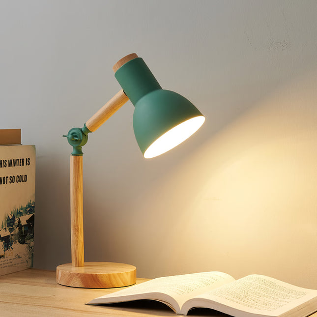 Simple Wooden Art Table Lamp, LED Eye Protection Reading Light, Adjustable Bedside Desk Lamp for Bedroom Study
