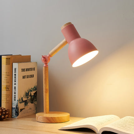 Simple Wooden Art Table Lamp, LED Eye Protection Reading Light, Adjustable Bedside Desk Lamp for Bedroom Study