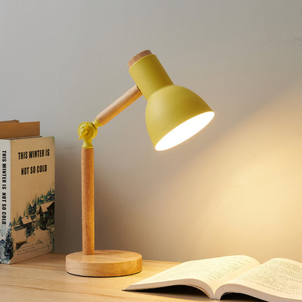 Simple Wooden Art Table Lamp, LED Eye Protection Reading Light, Adjustable Bedside Desk Lamp for Bedroom Study