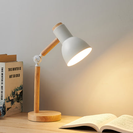 Simple Wooden Art Table Lamp, LED Eye Protection Reading Light, Adjustable Bedside Desk Lamp for Bedroom Study