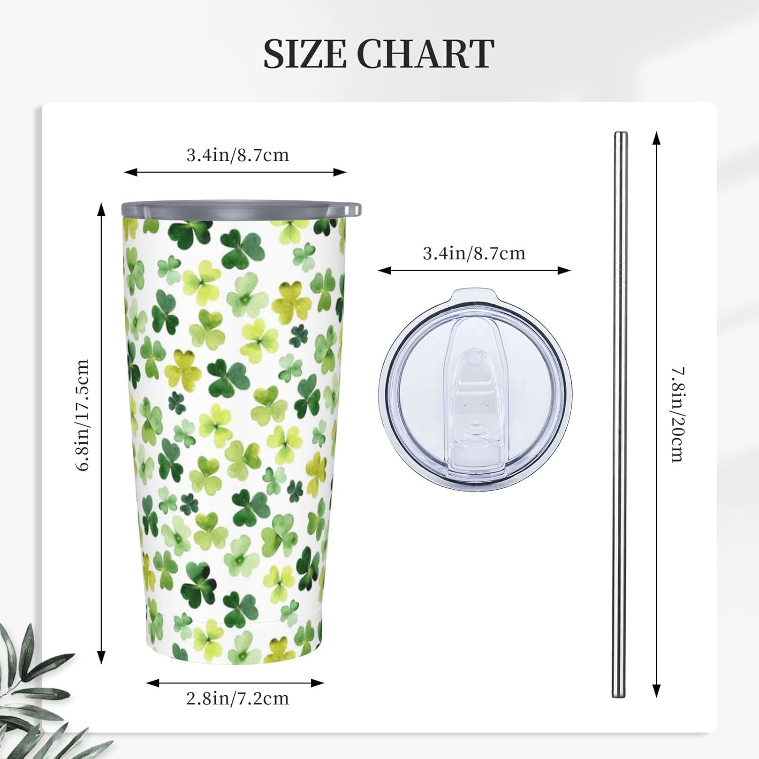 St. Patrick's Day 20oz Insulated Stainless Steel Tumbler With Lids And Straws Stainless Steel Double Wall Vacuum Insulated Travel Coffee Mug