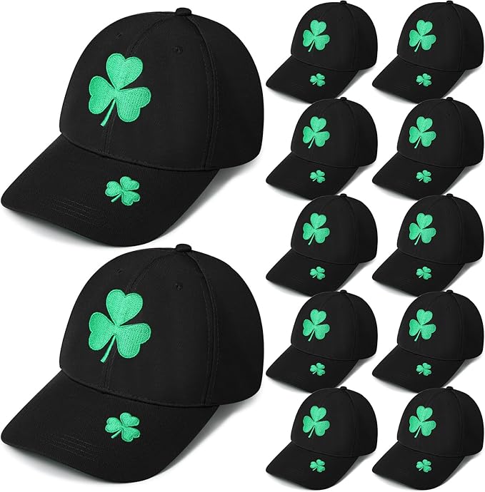 St. Patrick's Day Baseball Cap Shamrock Embroidered Hat Adjustable Clover Irish Hats for Men Women Accessories