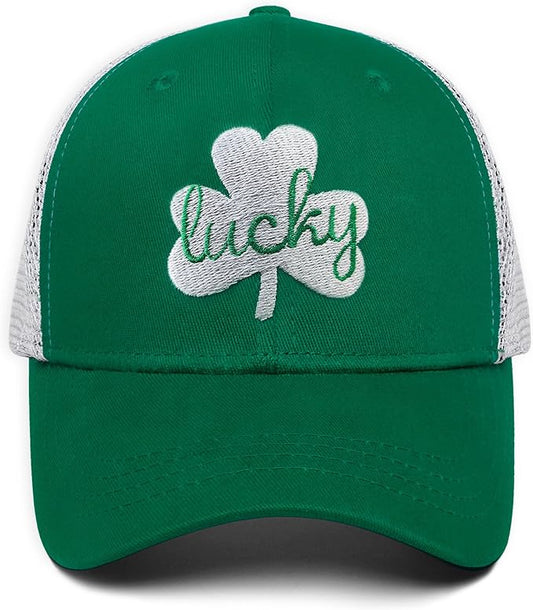 St Patricks Day Hat Embroidery Lucky Hats for Men Women Ideal Gifts Adjustable Green Baseball Cap