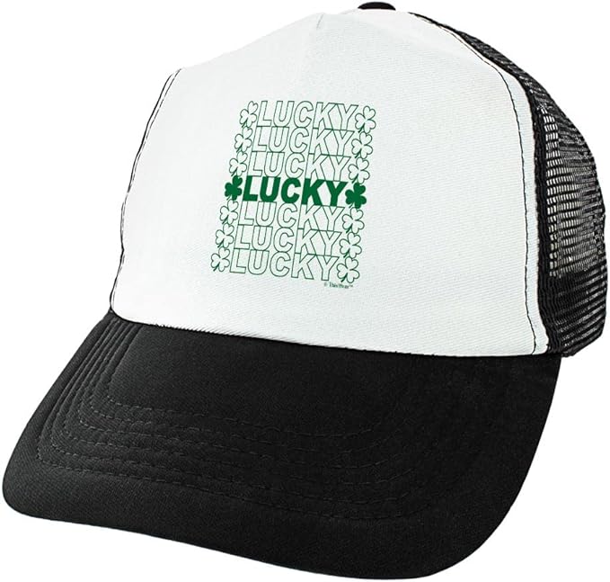 St Patricks Day Party Hat Group 4 St Patricks Lucky Word Art Snapback Style Trucker Hat