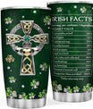 St Patricks Day Tumbler Jewelry Style Irish Fact Celtic Cross Stainless Steel Tumbler 20 Oz Cup with Lid Travel Mug Saint Paddy's Day Gifts for Irish Women Men Family Friends