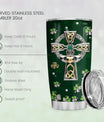 St Patricks Day Tumbler Jewelry Style Irish Fact Celtic Cross Stainless Steel Tumbler 20 Oz Cup with Lid Travel Mug Saint Paddy's Day Gifts for Irish Women Men Family Friends