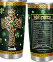 St Patricks Day Tumbler with Lid 20oz Stainless Steel Irish Fact Celtic Cross Insulated Cups Travel Coffee Mug Gifts for Women Christian Family Friends