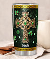 St Patricks Day Tumbler with Lid 20oz Stainless Steel Irish Fact Celtic Cross Insulated Cups Travel Coffee Mug Gifts for Women Christian Family Friends