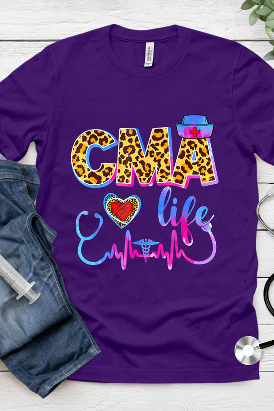 Leopard Tie Dye Cma Life Stethoscope Leopard Nurse Week T-Shirt
