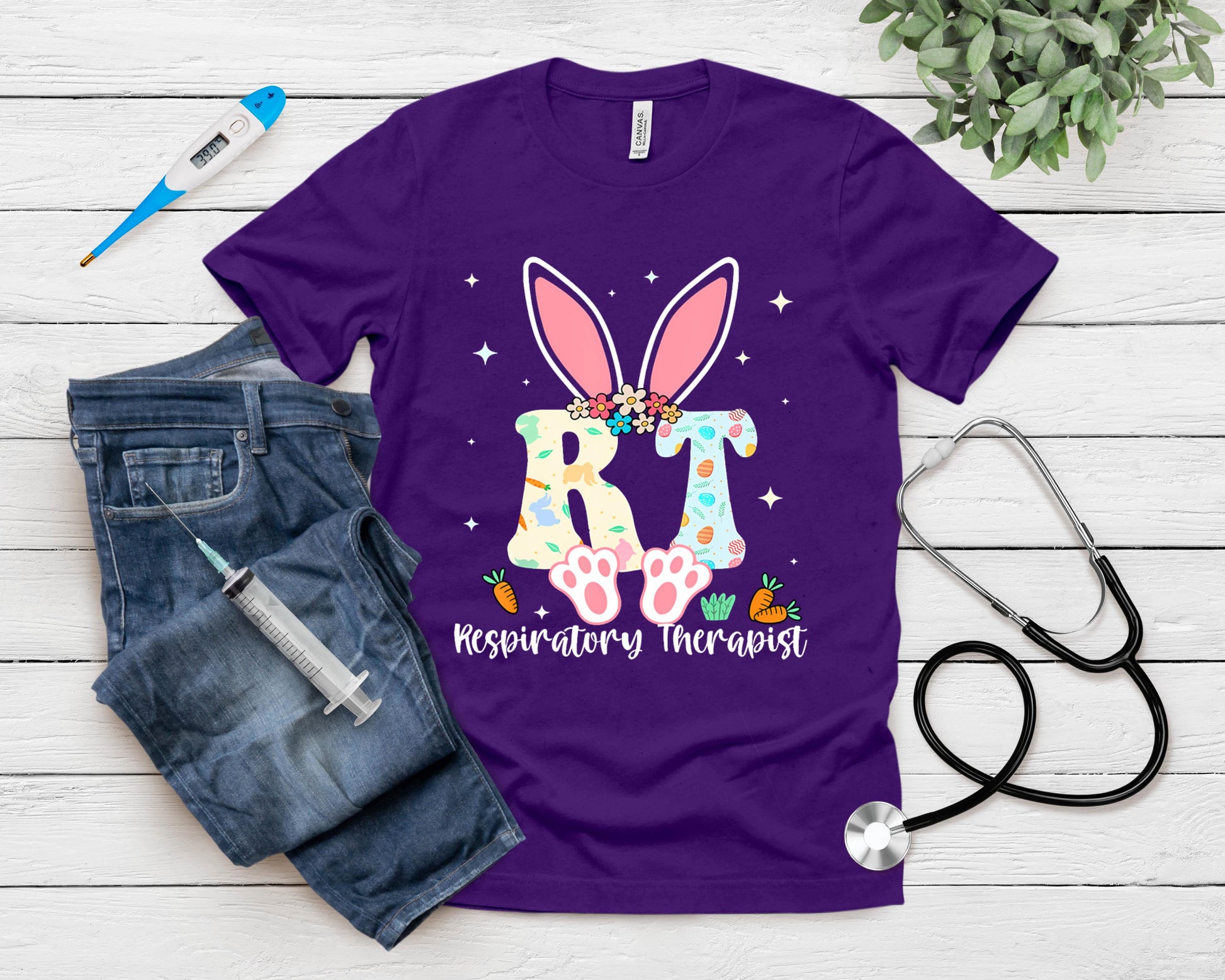 Respiratory Therapist Easter Day Bunny Rt Nurse T-Shirt