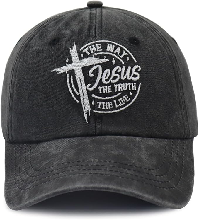 The Way The Truth The Life Baseball Cap for Men Women, Adjustable Cotton Embroidered Christian Jesus Hat