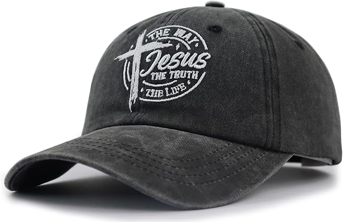 The Way The Truth The Life Baseball Cap for Men Women, Adjustable Cotton Embroidered Christian Jesus Hat