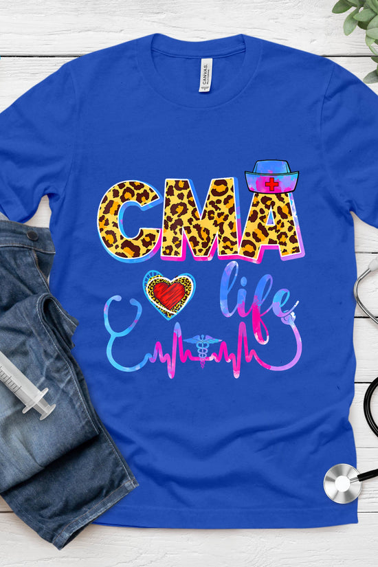 Leopard Tie Dye Cma Life Stethoscope Leopard Nurse Week T-Shirt
