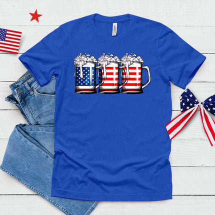 Beer American Flag 4th Of July Men Women Merica Drinking Usa T-Shirt