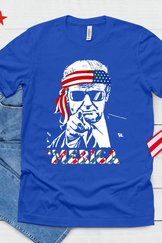 'Merica Trump Happy 4th Of July Trump American Flag T-Shirt
